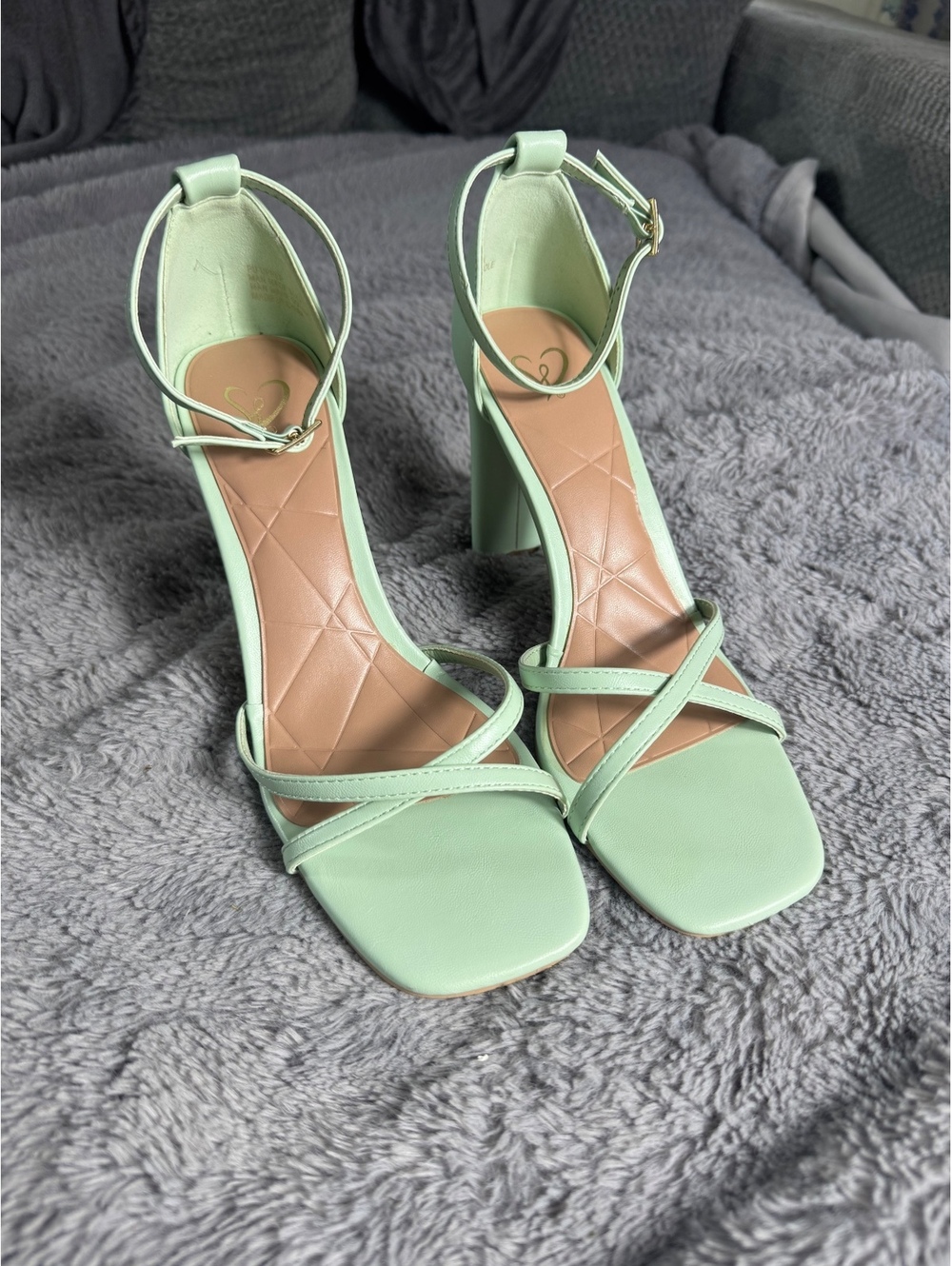 Mint Green Strappy Block Heel Sandals